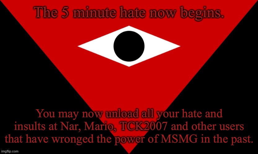 IMGSOC Flag | The 5 minute hate now begins. You may now unload all your hate and insults at Nar, Mario, TCK2007 and other users that have wronged the power of MSMG in the past. | image tagged in imgsoc flag | made w/ Imgflip meme maker