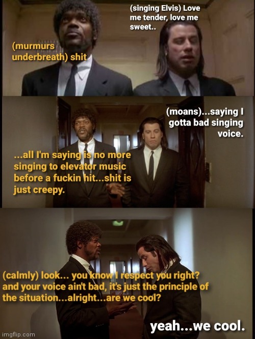 Elevator music | image tagged in pulp fiction | made w/ Imgflip meme maker