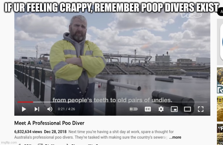 What in the actual hell made these people think this was fun | IF UR FEELING CRAPPY, REMEMBER POOP DIVERS EXIST | image tagged in cursed image,why | made w/ Imgflip meme maker