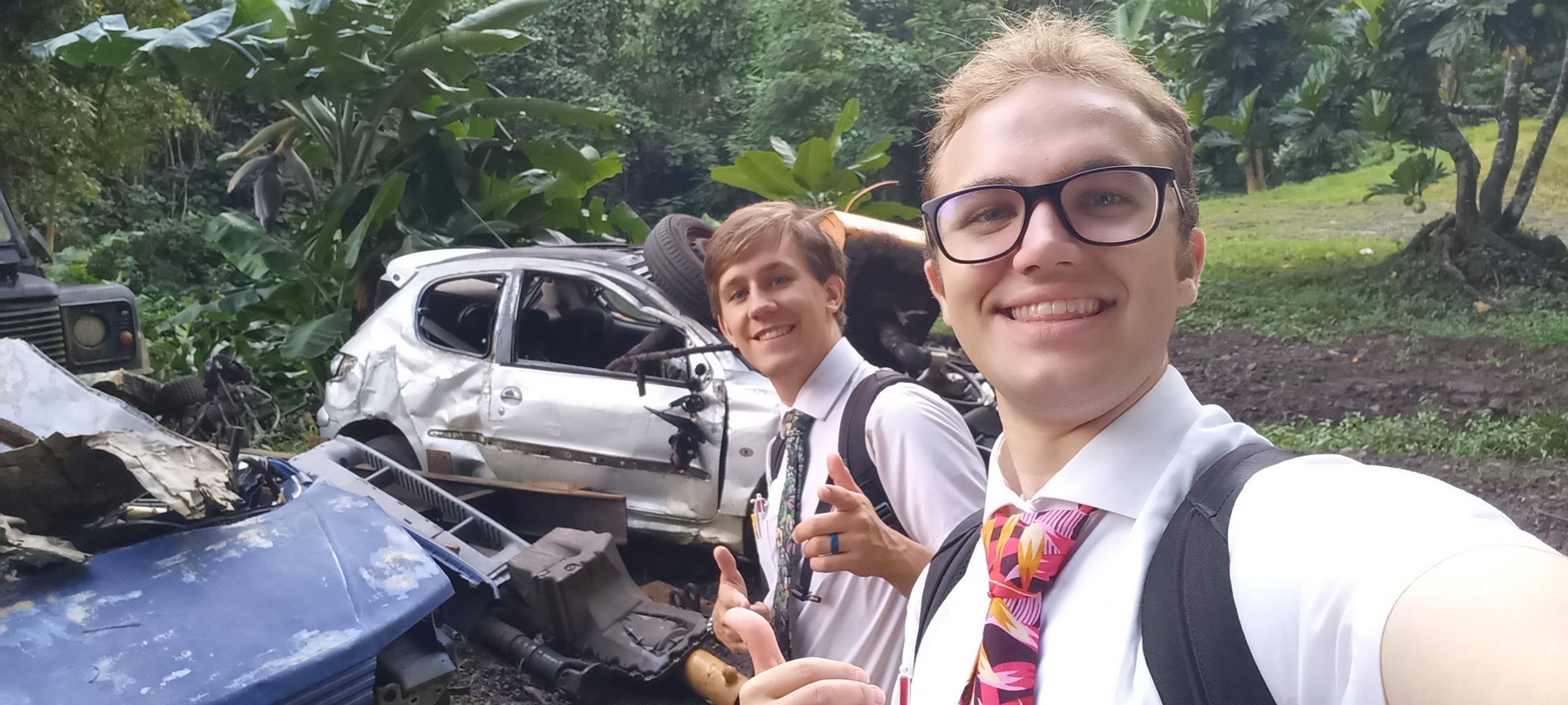 Missionaries with Destroyed Cars Blank Meme Template