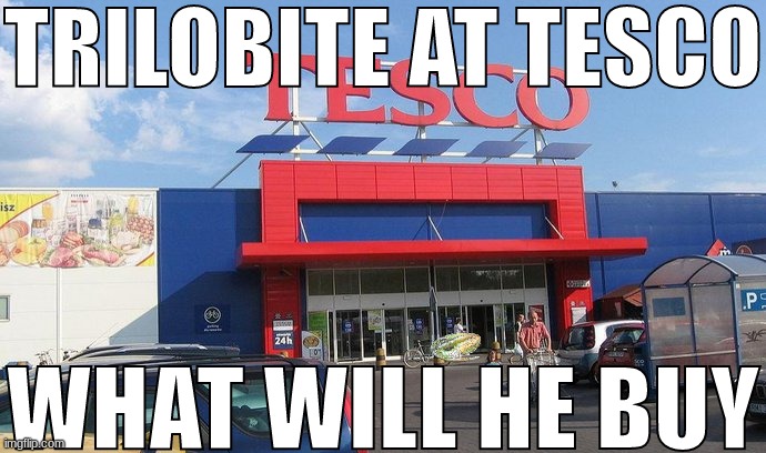 jvhjhjgvcghgfhccfh | TRILOBITE AT TESCO; WHAT WILL HE BUY | made w/ Imgflip meme maker