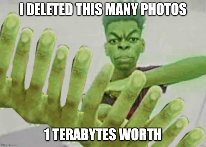 I DELETED THIS MANY PHOTOS 1 TERABYTES WORTH | made w/ Imgflip meme maker
