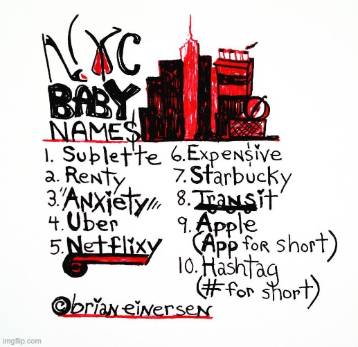 Fashionable Baby Names | image tagged in fashion,new york city,baby names,big apple,uber,brian einersen | made w/ Imgflip meme maker
