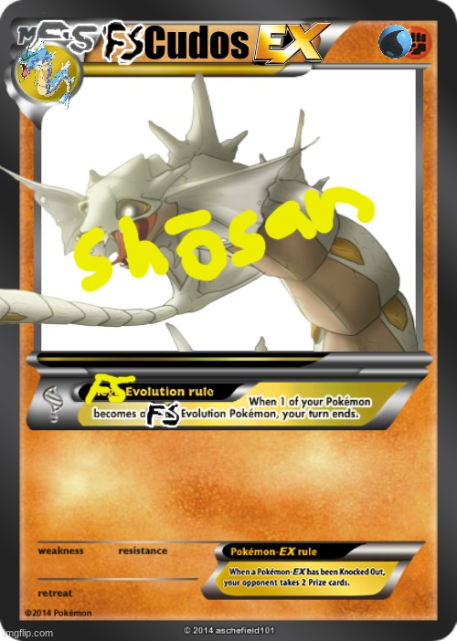 FS Cudos card | Cudos | image tagged in pokemon,fusion,blank pokemon card | made w/ Imgflip meme maker