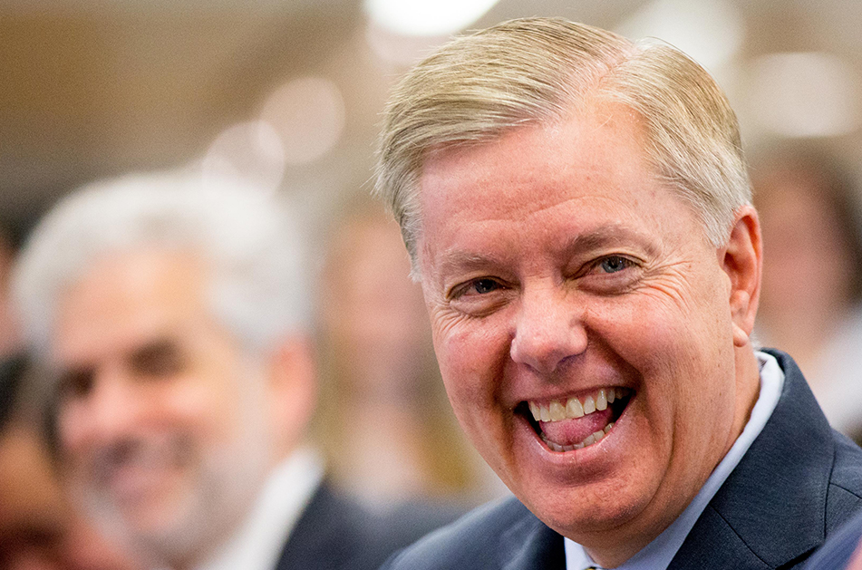 High Quality Lindsey Graham laughing goofy grinning Blank Meme Template