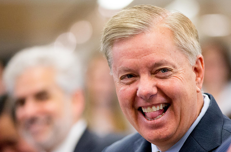 Lindsey Graham laughing goofy grinning Blank Meme Template