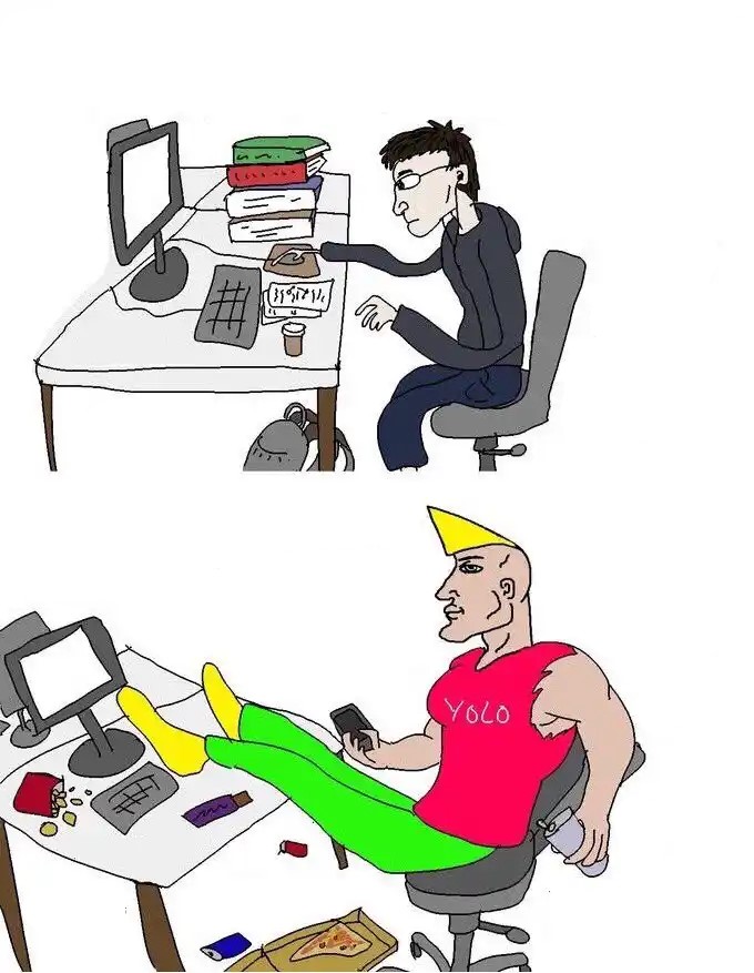 virgin vs chad computer Blank Meme Template