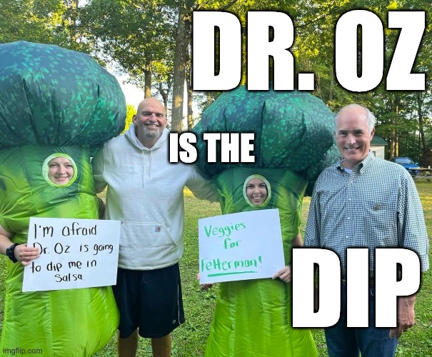 Dr. Oz is the Dip | DR. OZ; IS THE; DIP | image tagged in fetterman,crudite,dr oz | made w/ Imgflip meme maker
