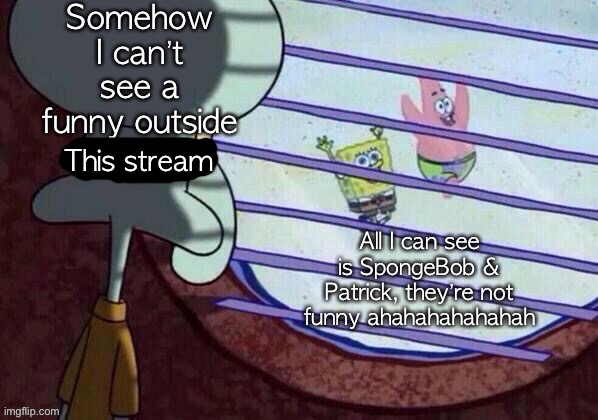 Squidward I can’t see a funny | This stream | image tagged in squidward i can t see a funny | made w/ Imgflip meme maker