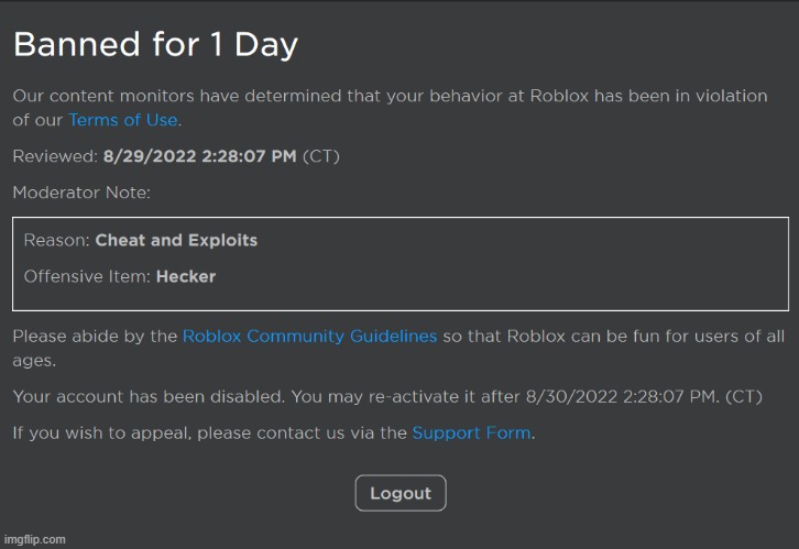 I HATE ROBLOX IT BANNED ME FOR SAYING HECKER | image tagged in roblox sucks,i hate roblox,funny roblox bans,banned from roblox | made w/ Imgflip meme maker