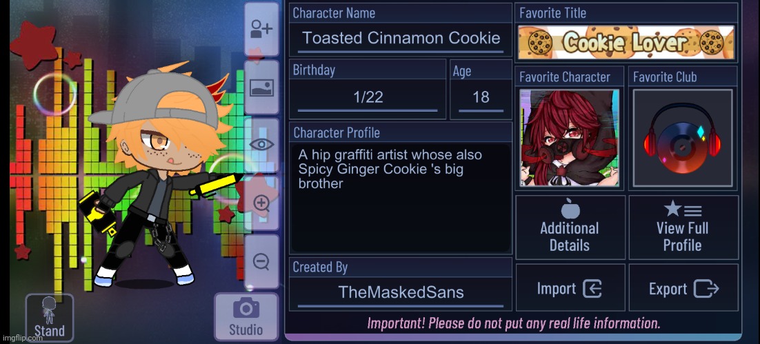 Meet Toasted Cinnamon Cookie -w- | image tagged in cookies,gacha club | made w/ Imgflip meme maker