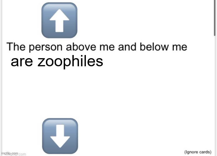 Person above below | are zoophiles | image tagged in person above below | made w/ Imgflip meme maker