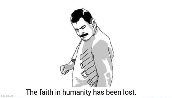 The faith in humanity has been lost. | image tagged in the faith in humanity has been lost | made w/ Imgflip meme maker