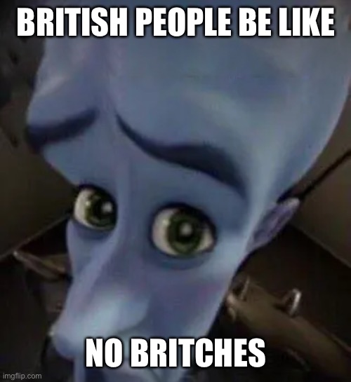 British megamind | BRITISH PEOPLE BE LIKE; NO BRITCHES | image tagged in megamind no b | made w/ Imgflip meme maker