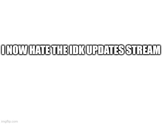 1 opinion changed | I NOW HATE THE IDK UPDATES STREAM | image tagged in blank white template | made w/ Imgflip meme maker