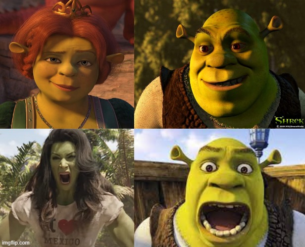Shrek Will Never See A Female Ogre The Same Way. | image tagged in shrek,she hulk | made w/ Imgflip meme maker