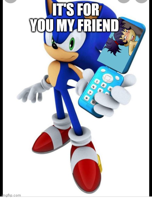 Sonic and flip phone with Kimi | IT'S FOR YOU MY FRIEND | image tagged in sonic and flip phone,funny memes | made w/ Imgflip meme maker