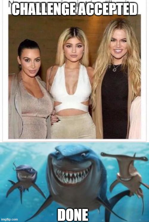 sharks from finding nemo Bruce chum and anchor | CHALLENGE ACCEPTED; DONE | image tagged in name a more iconic trio | made w/ Imgflip meme maker