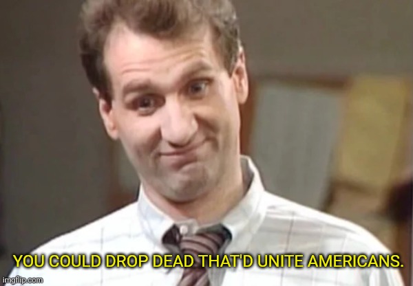 Al Bundy Yeah Right | YOU COULD DROP DEAD THAT'D UNITE AMERICANS. | image tagged in al bundy yeah right | made w/ Imgflip meme maker