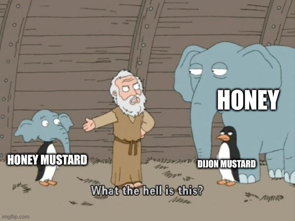 Honey Mustard? | HONEY; DIJON MUSTARD; HONEY MUSTARD | image tagged in what the hell is this | made w/ Imgflip meme maker