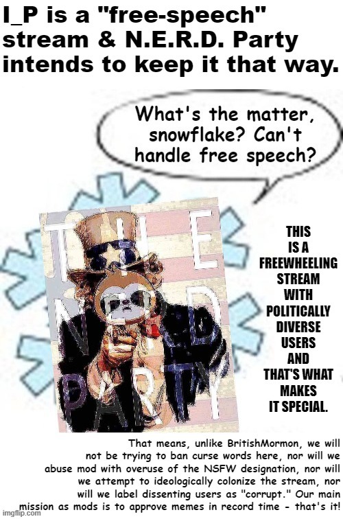 NERD Party free speech commitment | image tagged in nerd party free speech commitment | made w/ Imgflip meme maker