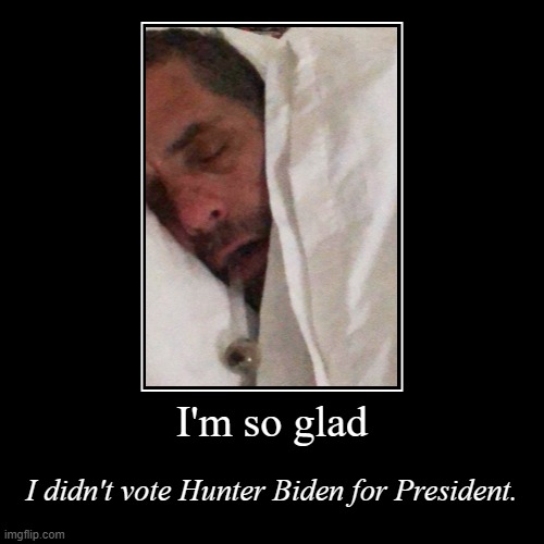 I’m sure all those libtrads who voted Hunter Biden are kicking themselves. Feels good not to suck. | image tagged in funny,demotivationals,hunter biden,libtrads,libtards,libtard | made w/ Imgflip demotivational maker