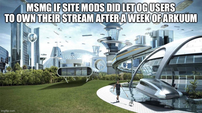 The future world if | MSMG IF SITE MODS DID LET OG USERS TO OWN THEIR STREAM AFTER A WEEK OF ARKUUM | image tagged in the future world if | made w/ Imgflip meme maker