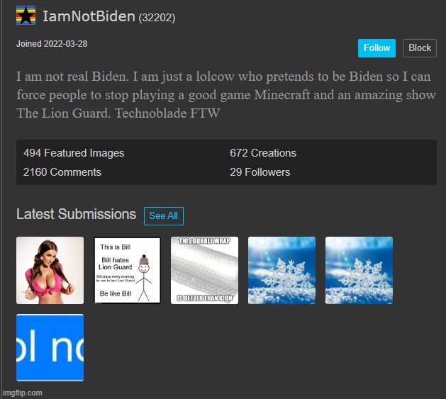(mod note: is this edited version of US_president_joe_bidens profile page?) | made w/ Imgflip meme maker