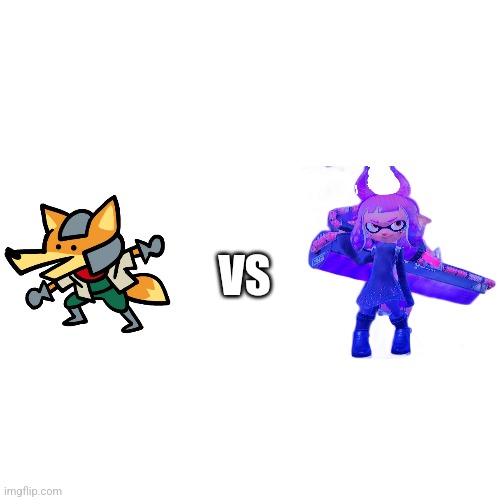 Melee fox isn't going to win this fight. Inkmatas' transformation into different phases is quick | VS | image tagged in memes,blank transparent square | made w/ Imgflip meme maker