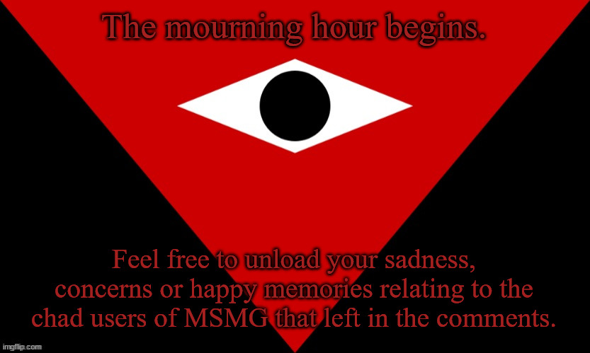 Walhammer... | The mourning hour begins. Feel free to unload your sadness, concerns or happy memories relating to the chad users of MSMG that left in the comments. | image tagged in imgsoc flag | made w/ Imgflip meme maker