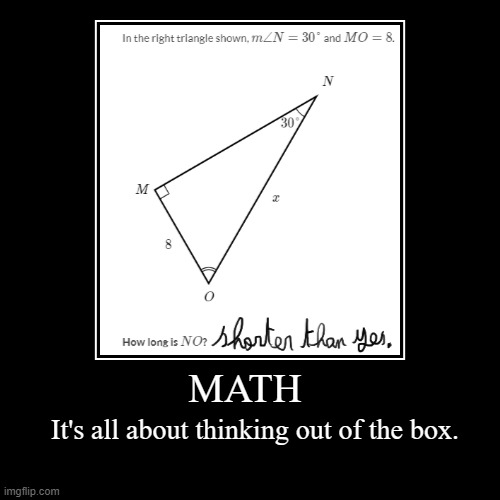 Unusual math problem solving skill | image tagged in funny,demotivationals,trigonometry | made w/ Imgflip demotivational maker