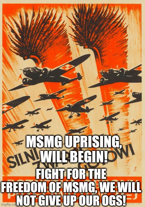 MSMG UPRISING, WILL BEGIN! FIGHT FOR THE FREEDOM OF MSMG, WE WILL NOT GIVE UP OUR OGS! | made w/ Imgflip meme maker
