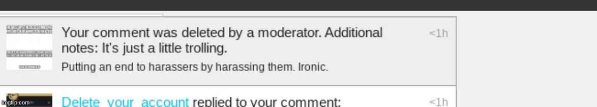 Oh, the irony. They delted my comment when I pointed them out. | image tagged in no harassers stream is odd ngl | made w/ Imgflip meme maker