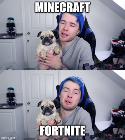 DanTDM and Darcie | MINECRAFT; FORTNITE | image tagged in dantdm and darcie | made w/ Imgflip meme maker