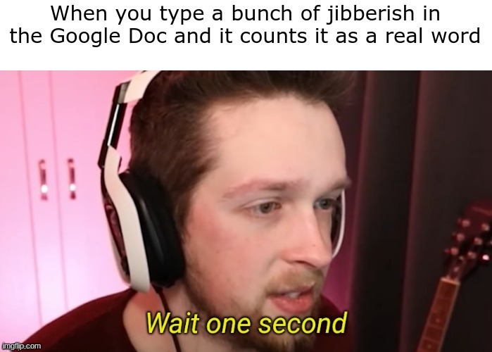 CallMeKevin Wait One Second | When you type a bunch of jibberish in the Google Doc and it counts it as a real word | image tagged in callmekevin wait one second | made w/ Imgflip meme maker