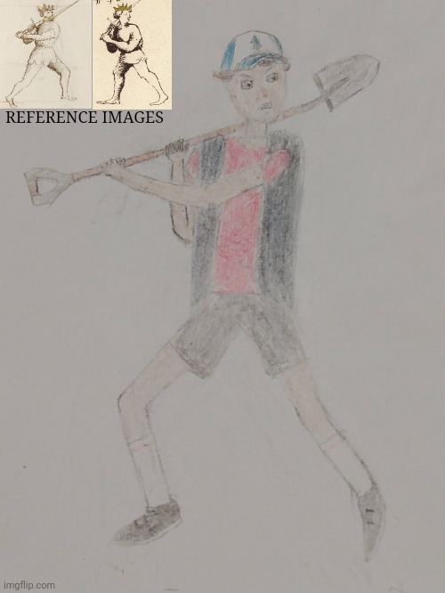 Dipper Pines standing in the Guard of the Lady with his shovel | REFERENCE IMAGES | image tagged in drawing,gravity falls,dipper pines,hema,shovel | made w/ Imgflip meme maker