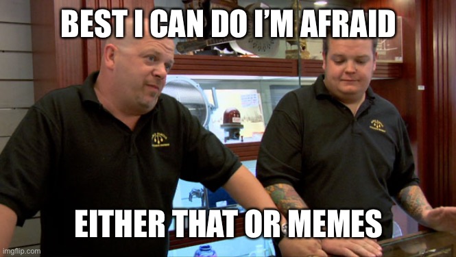 Pawn Stars Best I Can Do | BEST I CAN DO I’M AFRAID EITHER THAT OR MEMES | image tagged in pawn stars best i can do | made w/ Imgflip meme maker