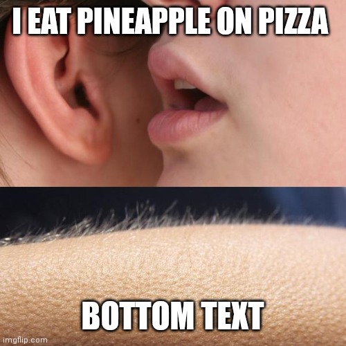 Goosebumps | I EAT PINEAPPLE ON PIZZA; BOTTOM TEXT | image tagged in whisper and goosebumps | made w/ Imgflip meme maker