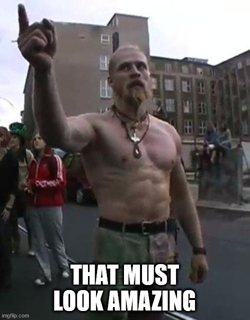 Techno Viking | THAT MUST LOOK AMAZING | image tagged in techno viking | made w/ Imgflip meme maker
