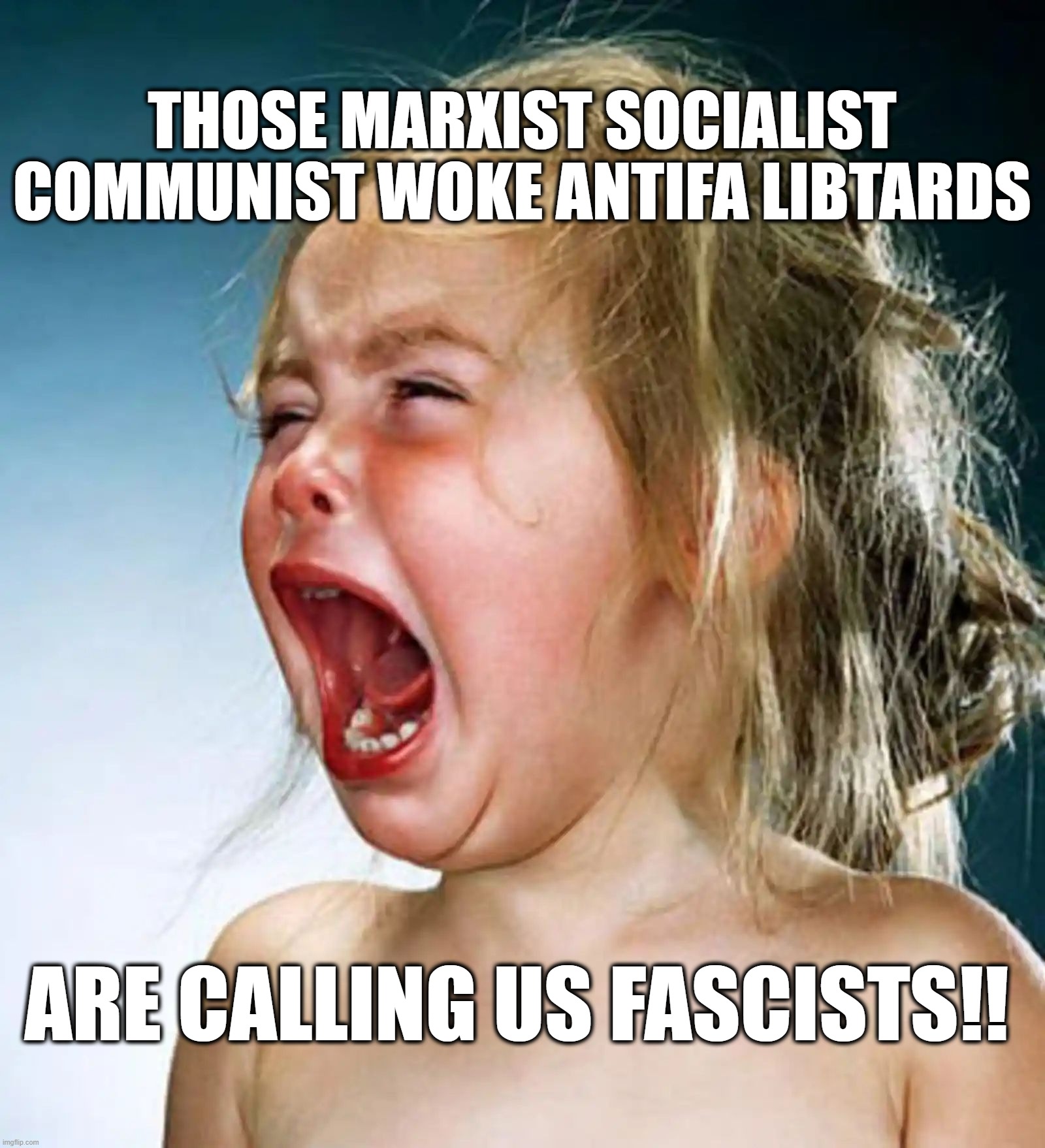 WAAAAH MAGA | THOSE MARXIST SOCIALIST COMMUNIST WOKE ANTIFA LIBTARDS; ARE CALLING US FASCISTS!! | image tagged in marxist,libtards,fascists | made w/ Imgflip meme maker