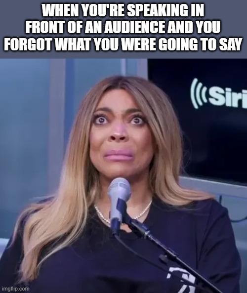 Speaking In Front Of An Audience And You Forget What You Were Going To Say | WHEN YOU'RE SPEAKING IN FRONT OF AN AUDIENCE AND YOU FORGOT WHAT YOU WERE GOING TO SAY | image tagged in wendy williams,public speaking,speaking,audience,funny,memes | made w/ Imgflip meme maker