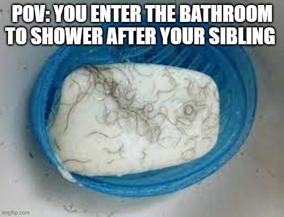 POV: YOU ENTER THE BATHROOM TO SHOWER AFTER YOUR SIBLING | image tagged in truth | made w/ Imgflip meme maker
