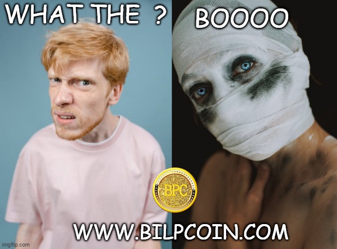 BOOOO; WHAT THE  ? WWW.BILPCOIN.COM | made w/ Imgflip meme maker