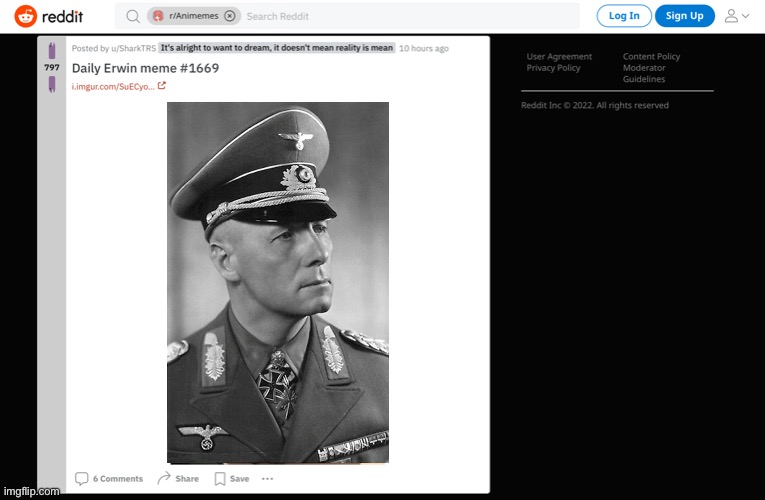 i’d make “virgin anime erwin vs chad erwin rommel” but he was a nazi and can’t be a chad so i’ll fix a screenshot of r/animemes | made w/ Imgflip meme maker