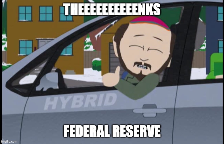 Smug Fed | THEEEEEEEEEENKS; FEDERAL RESERVE | image tagged in smug,south park,federal reserve | made w/ Imgflip meme maker