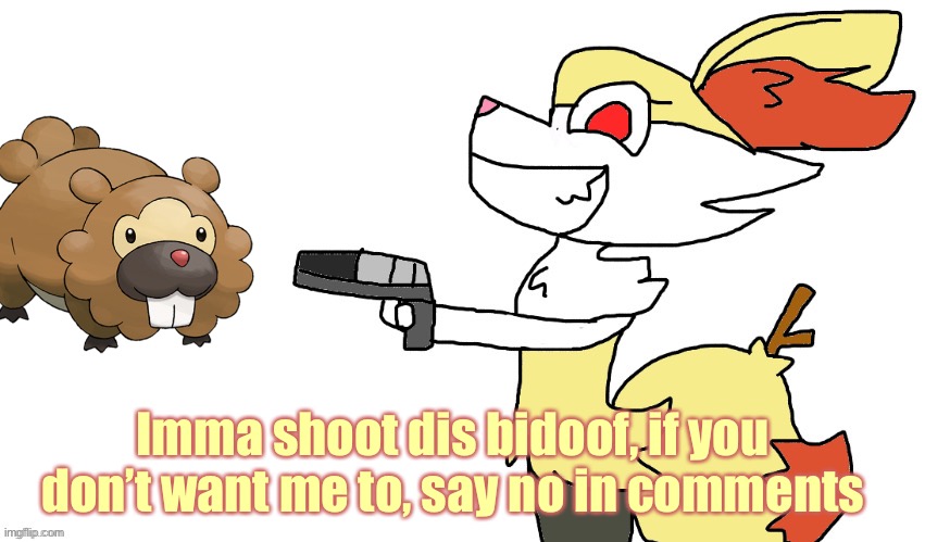 Hee Hee (kitty note: :D) | Imma shoot dis bidoof, if you don’t want me to, say no in comments | image tagged in destroy this now | made w/ Imgflip meme maker