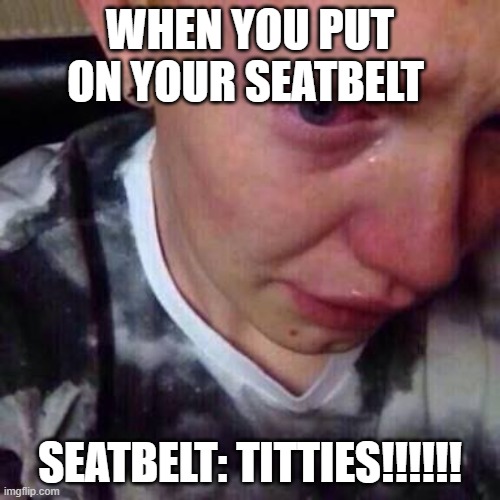 Feel like pure shit | WHEN YOU PUT ON YOUR SEATBELT; SEATBELT: TITTIES!!!!!! | image tagged in feel like pure shit | made w/ Imgflip meme maker