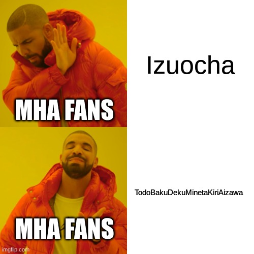 I did my research.. please help :( | Izuocha; MHA FANS; TodoBakuDekuMinetaKiriAizawa; MHA FANS | image tagged in memes,drake hotline bling | made w/ Imgflip meme maker