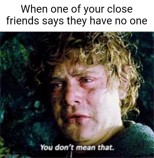 You dont mean that | When one of your close friends says they have no one | image tagged in samwise you don't mean that | made w/ Imgflip meme maker