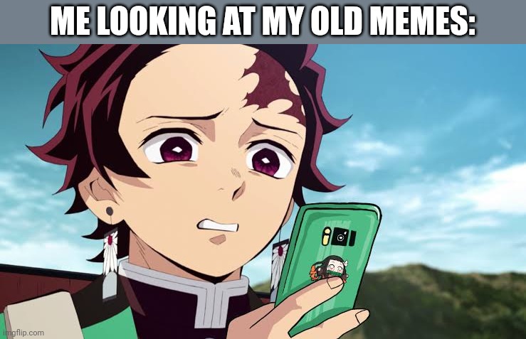 I havent been online for months cuz Imgflip doesn't work on my laptop :sob: | ME LOOKING AT MY OLD MEMES: | image tagged in tanjiro disgust | made w/ Imgflip meme maker